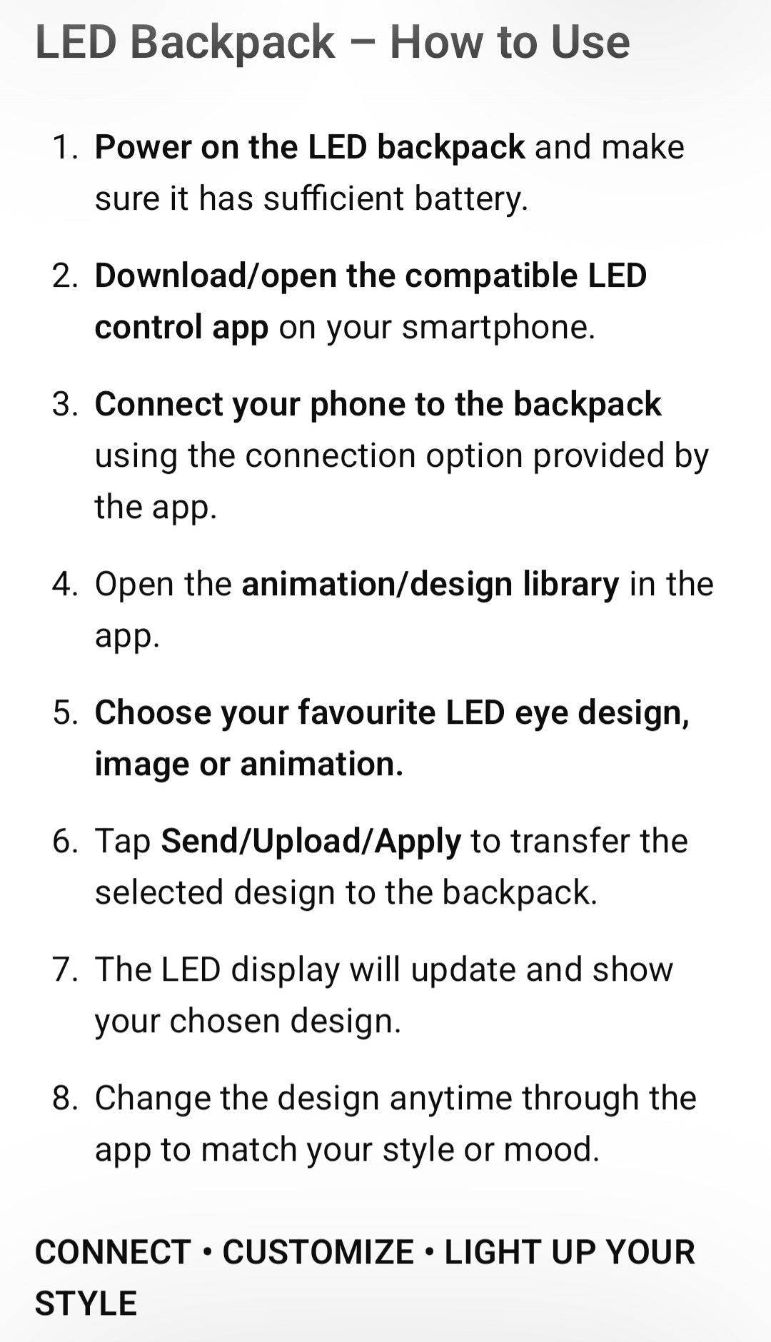 LED Backpack