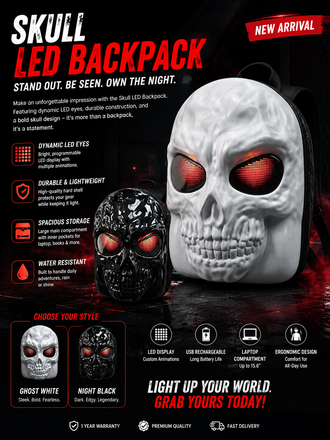 Skull LED Backpack
