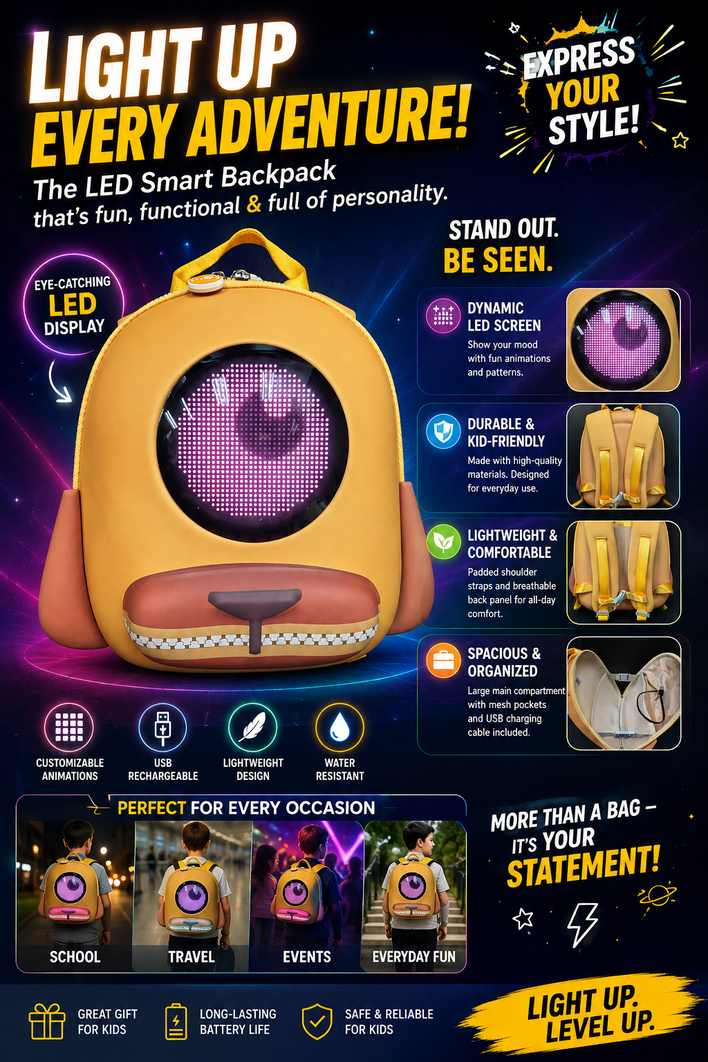 LED Puppy Design Backpack