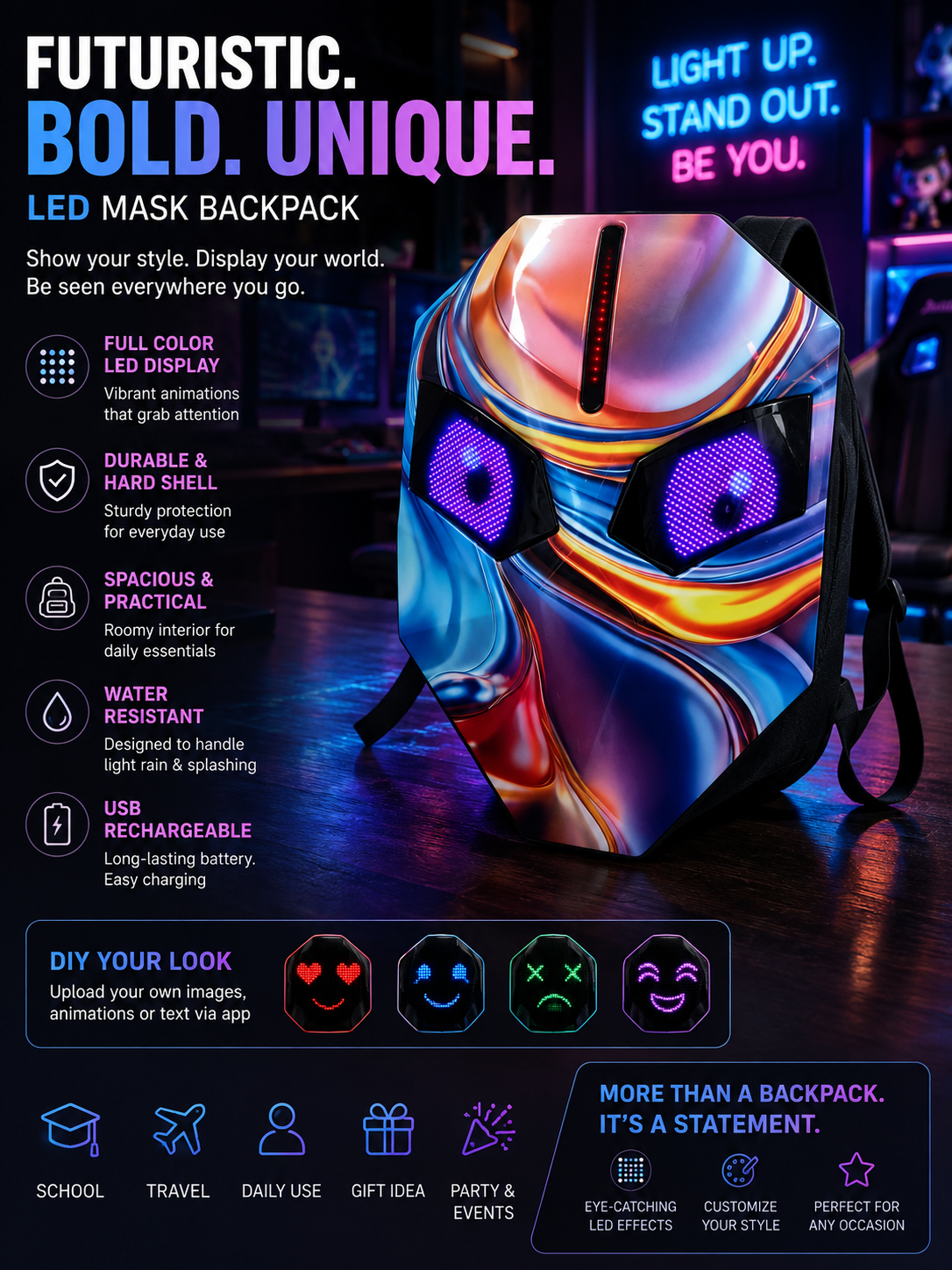 Futuristic LED Backpack