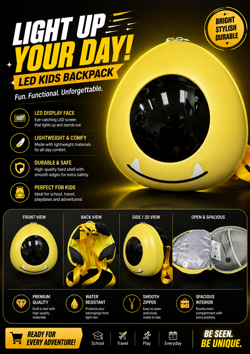 Yellow Monster LED Backpack