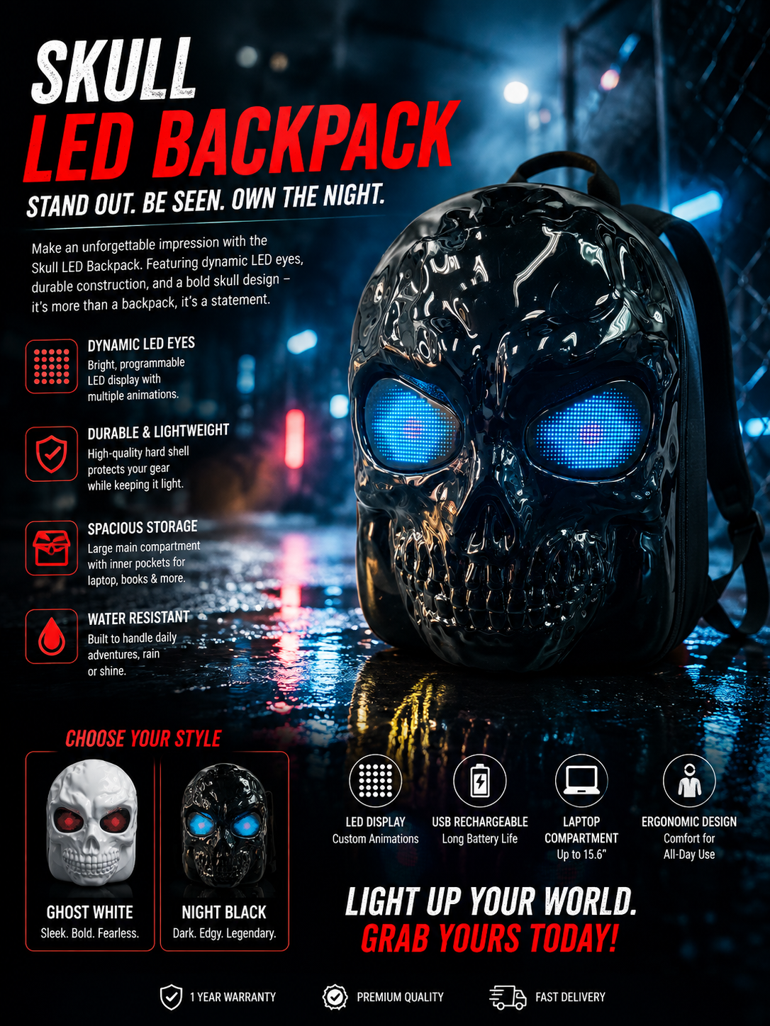 Skull LED Backpack
